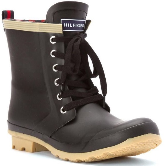 tommy hilfiger lace up rain boots